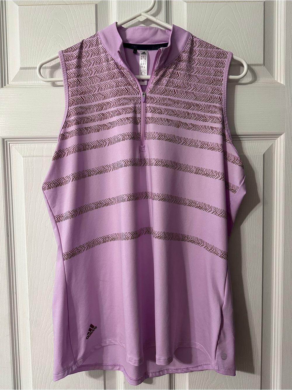 adidas Lavender Sleeveless Zip Mock Neck Golf Tank